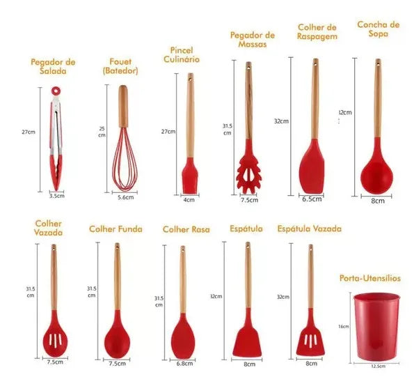 Kit Utensílios de Silicone Colher